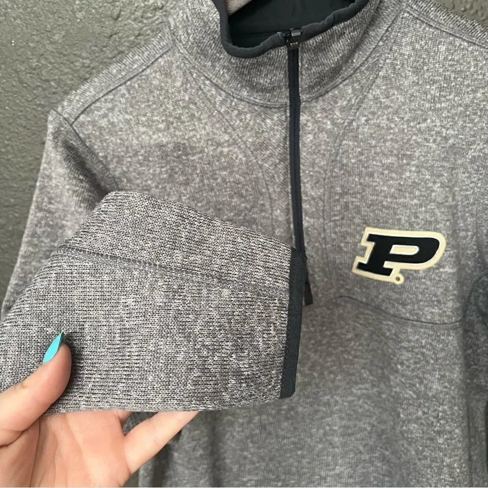 ANTIGUA PURDUE BOILERMAKERS MENS GREY FORTUNE LONG SLEEVE 1/4 ZIP PULLOVER